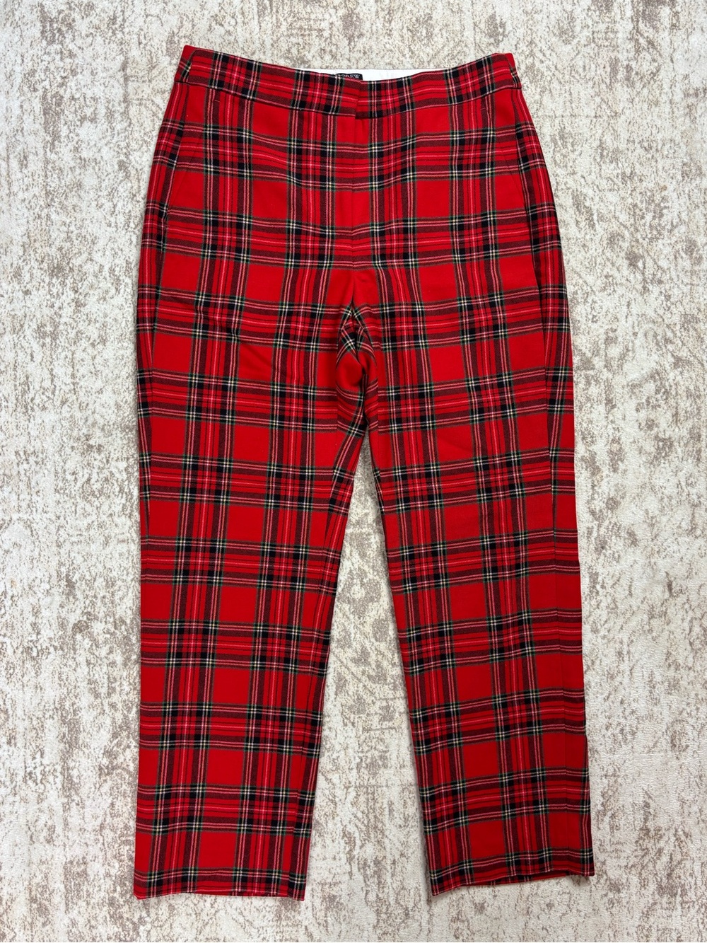 JCrew Kate Red Tartan Plaid Wool Pants Size 10P Winter 2022